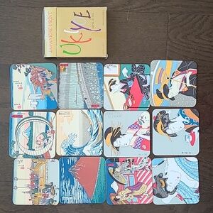 Japanese print coaster set of 12
